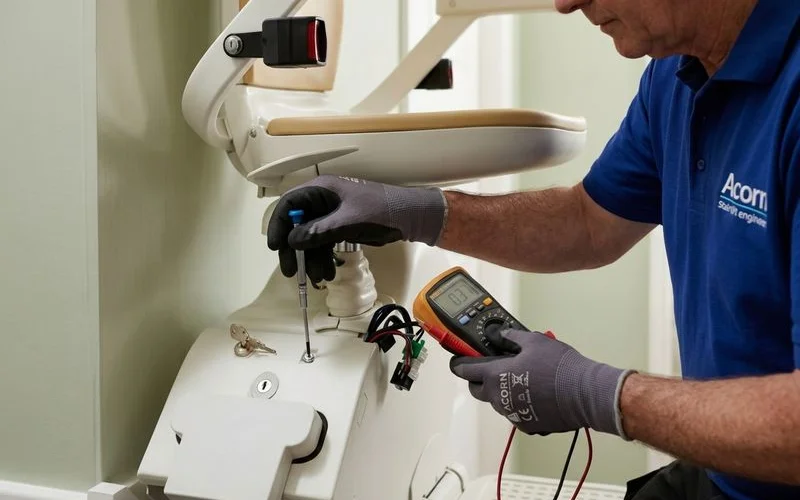 Inside the Stairlifts Cost workshop where reconditioned units are refurbished