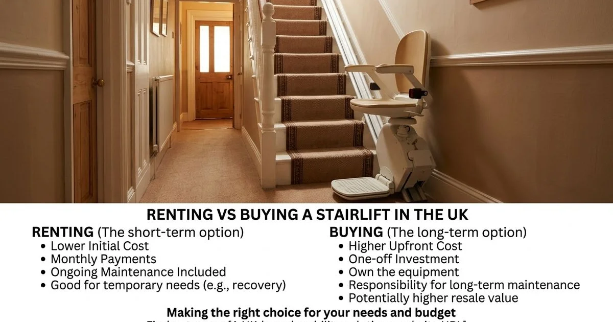 Guide comparing stairlift rental versus buying options for Manchester homeowners